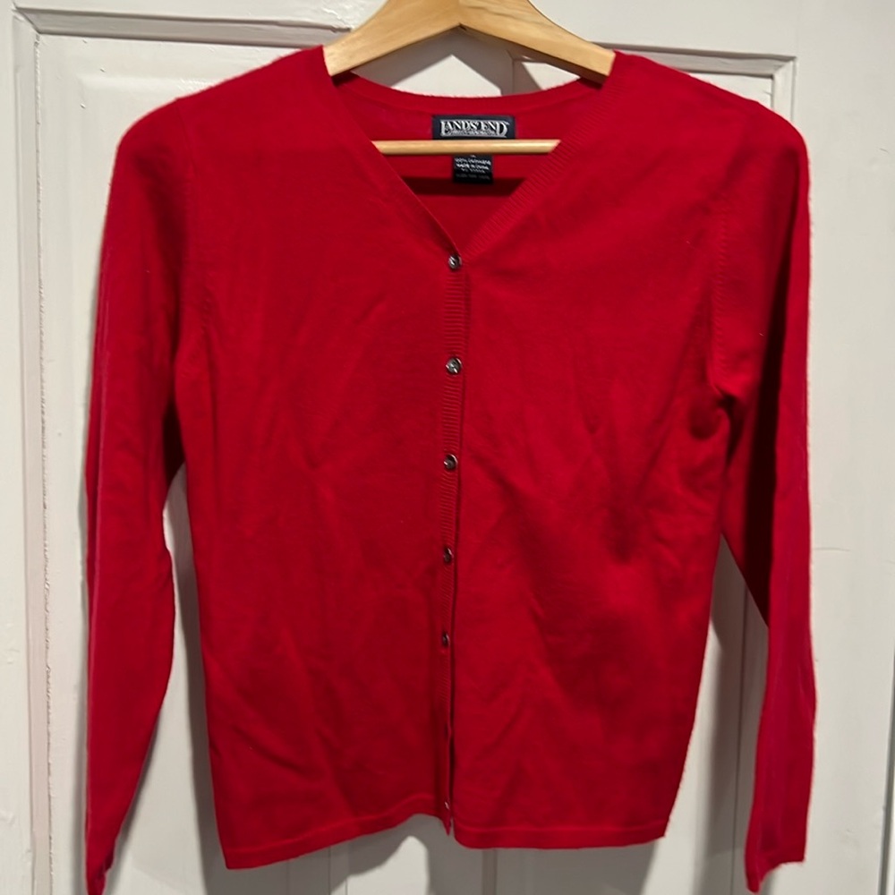 Red cashmere cardigan. Great condition.